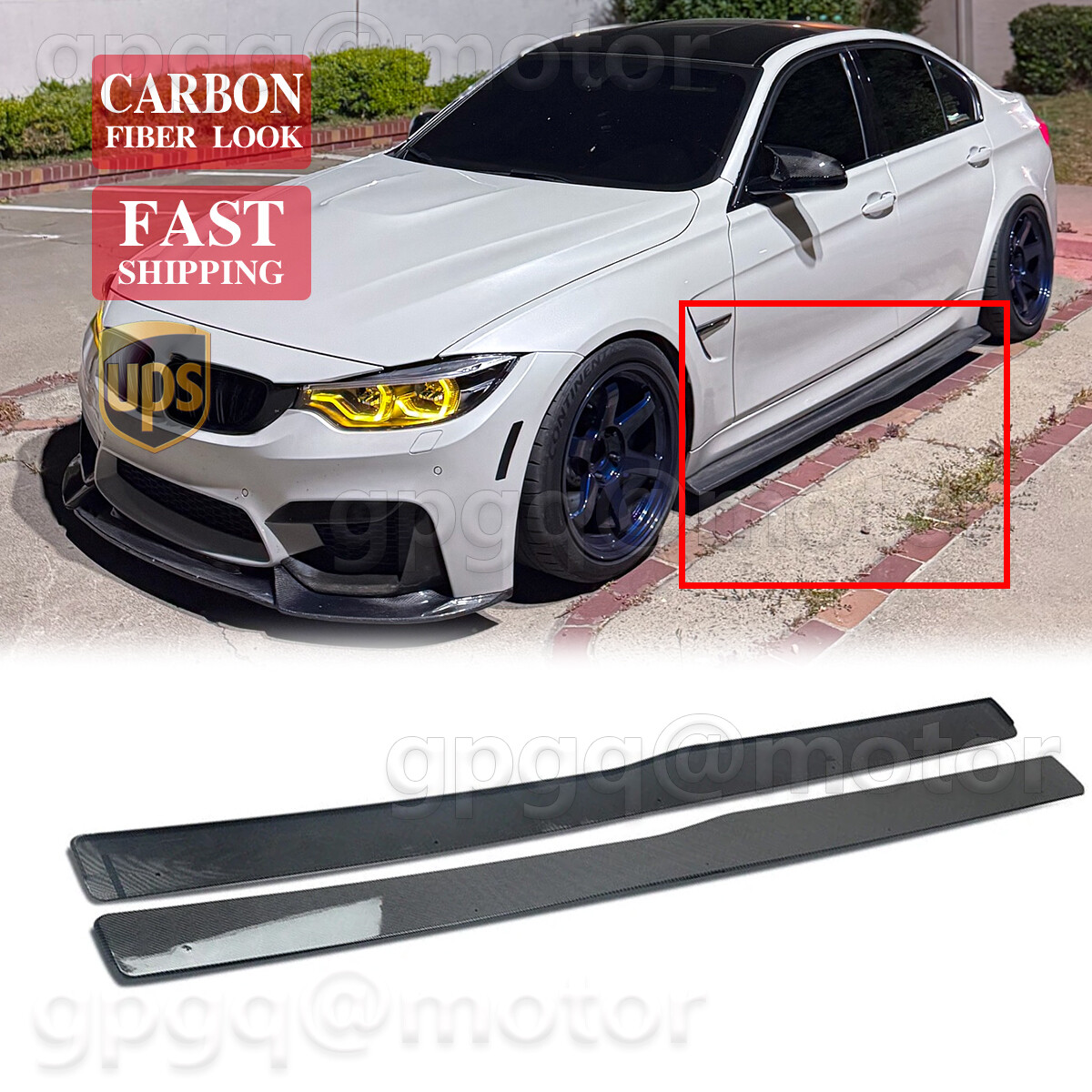 For BMW F80 M3 F82 F83 M4 15-2020 PSM Style Carbon Painted Side Skirts Extension