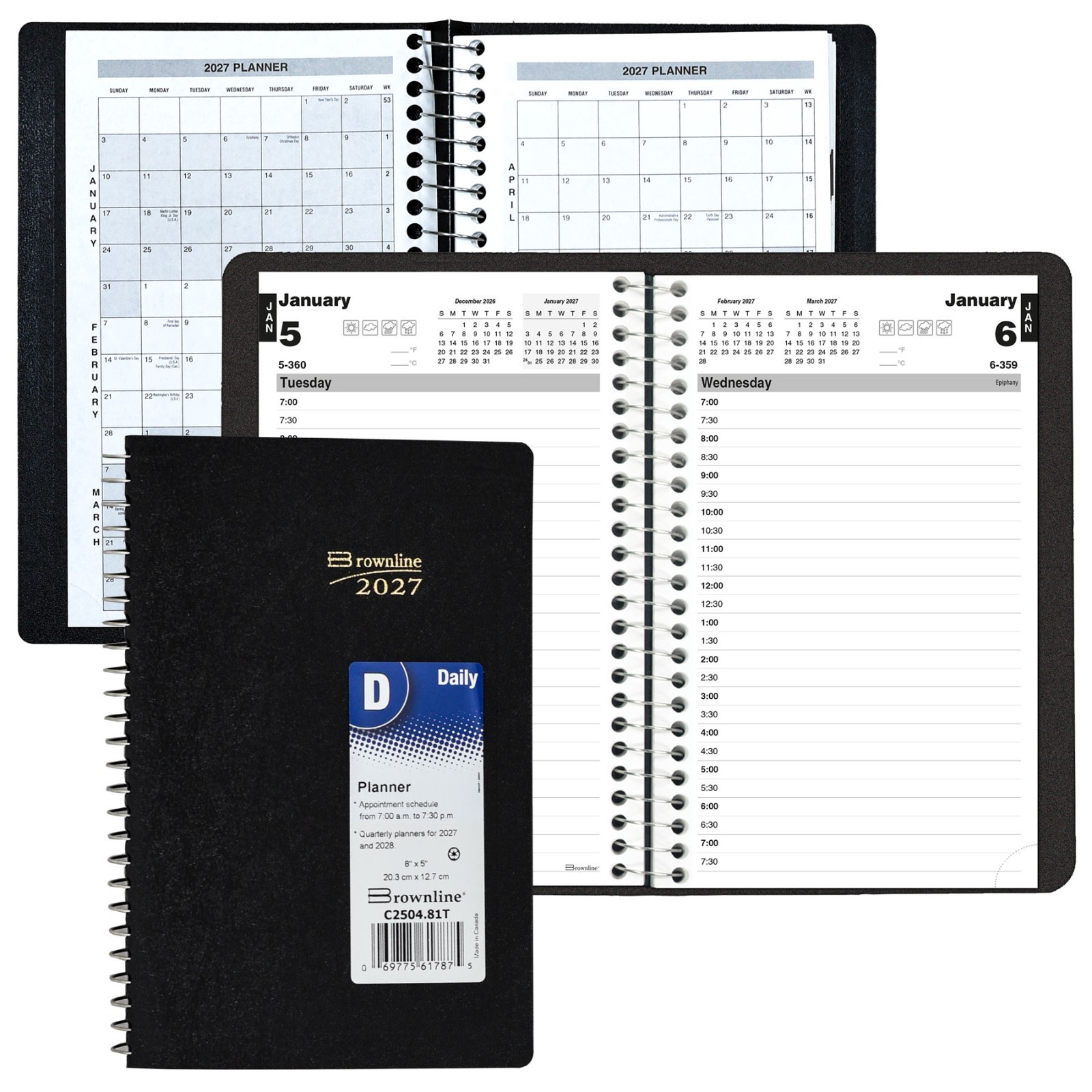 2027 Brownline C2504.81T Daily Planner Appointment Book, 8 x 5 2027 Brownline C2504.81T Daily Planner Appointment Book, 8 x 5
