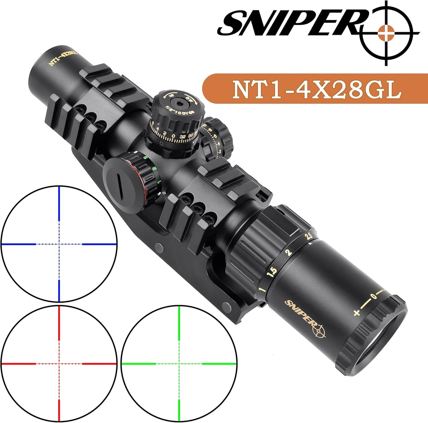 Sniper NT1-4X28mm Rifle Scope Long Eye Relief Red/Green illuminated Reticle