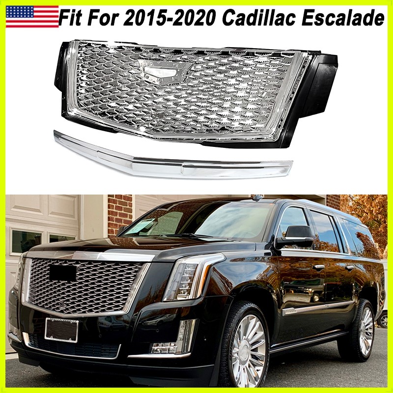 NEW Style For For Cadillac Escalade 2015-20 Chrome Front Upper Grille W/ Molding
