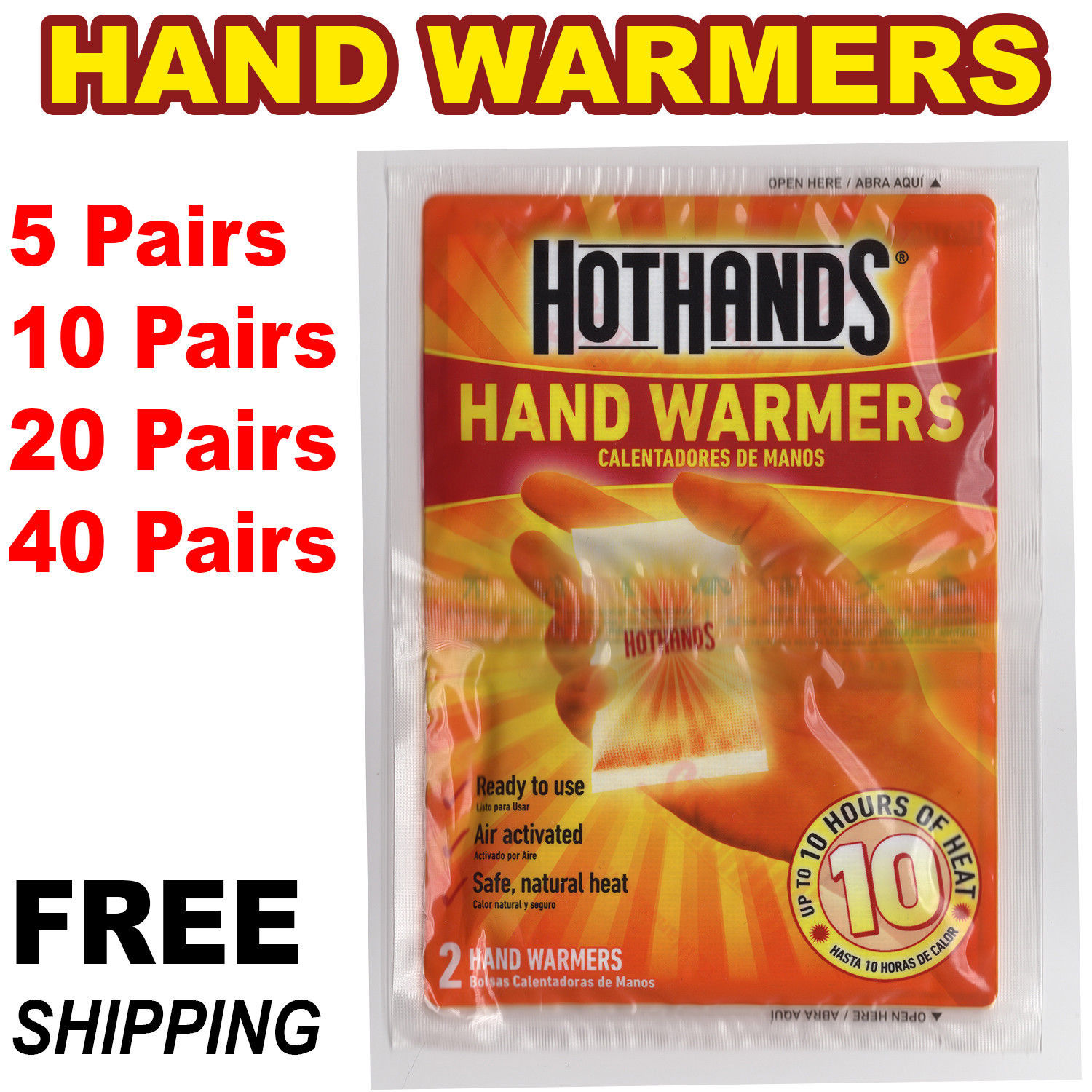 HotHands Hand Warmers Pairs Safe Natural Odorless Pocket Heat HotHands Hand Warmers Pairs Safe Natural Odorless Pocket Heat