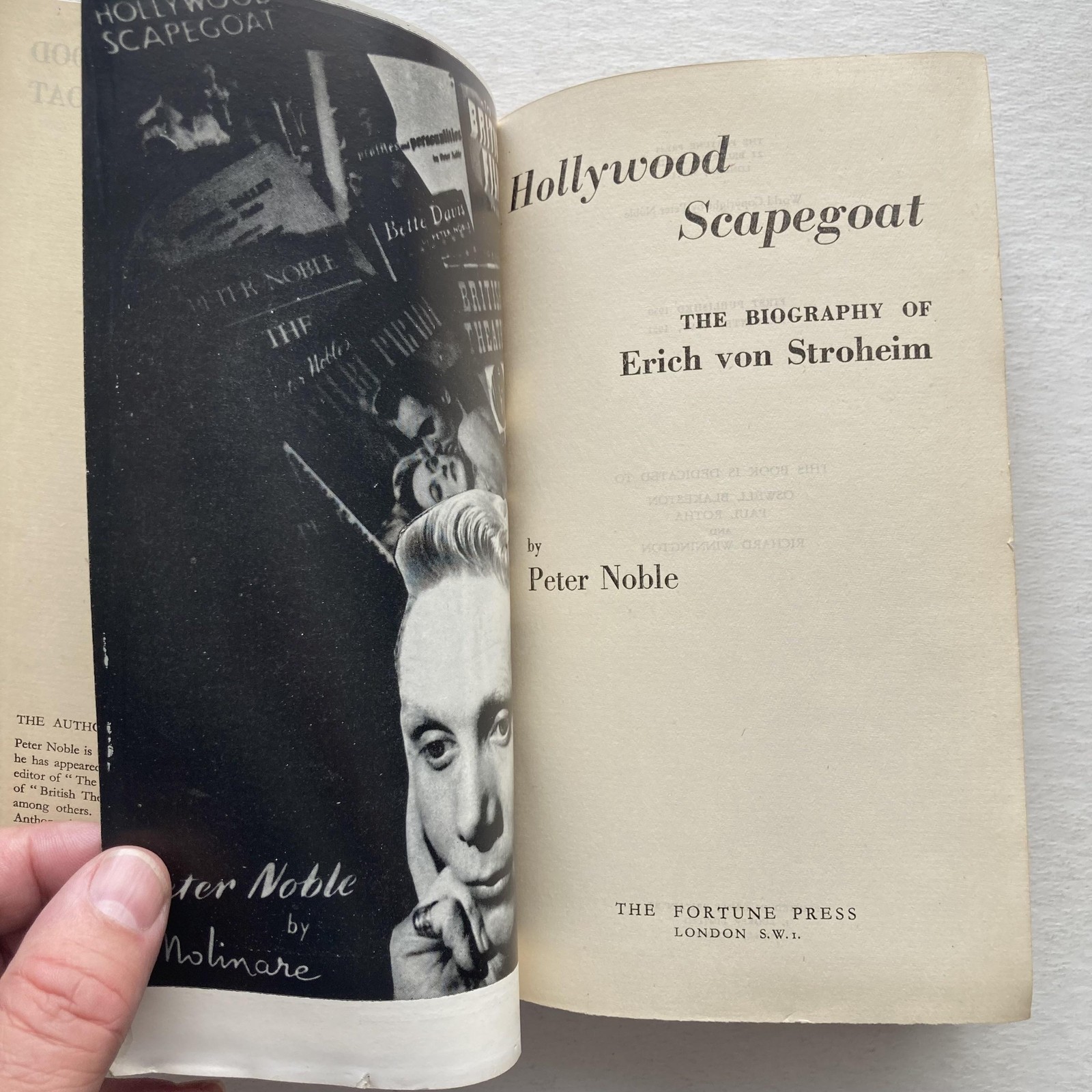 Vintage 1961 Hollywood Scapegoat Erich Von Stroheim Peter Noble HC Fortune Press