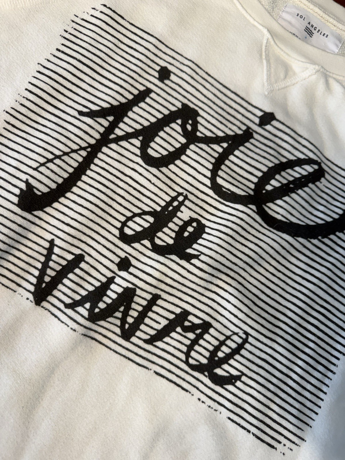 Sol Angeles x Anthropologie Joie de Vivre Sweatshirt Women M Cream Graphic USA