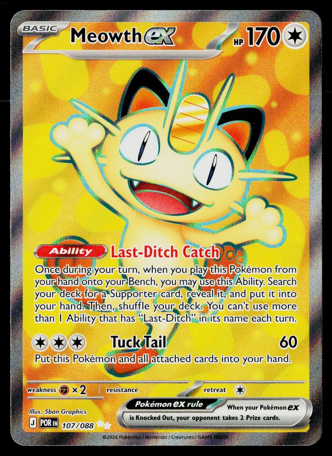 Meowth ex Holofoil EN [POR - 107/088] NM