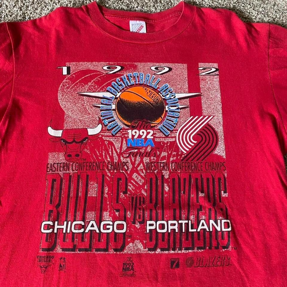 Vintage 1992 NBA Finals, Portland Trailblazers vs Chicago Bulls, T-Shirt, Size L