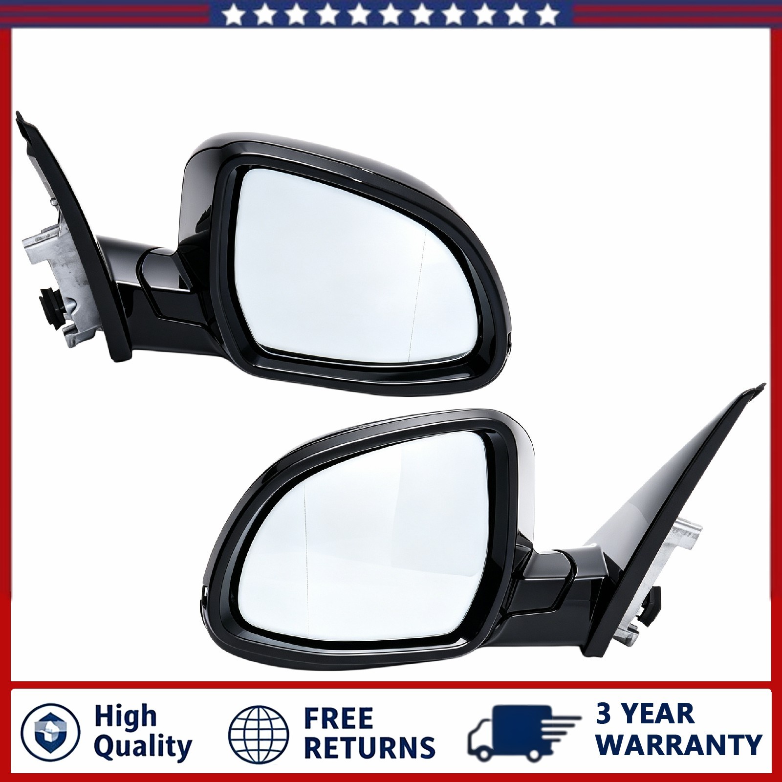 Pair 2Pcs 5Pin Memory Blind Line Black Painted Power Mirror For BMW X5 2019-2022