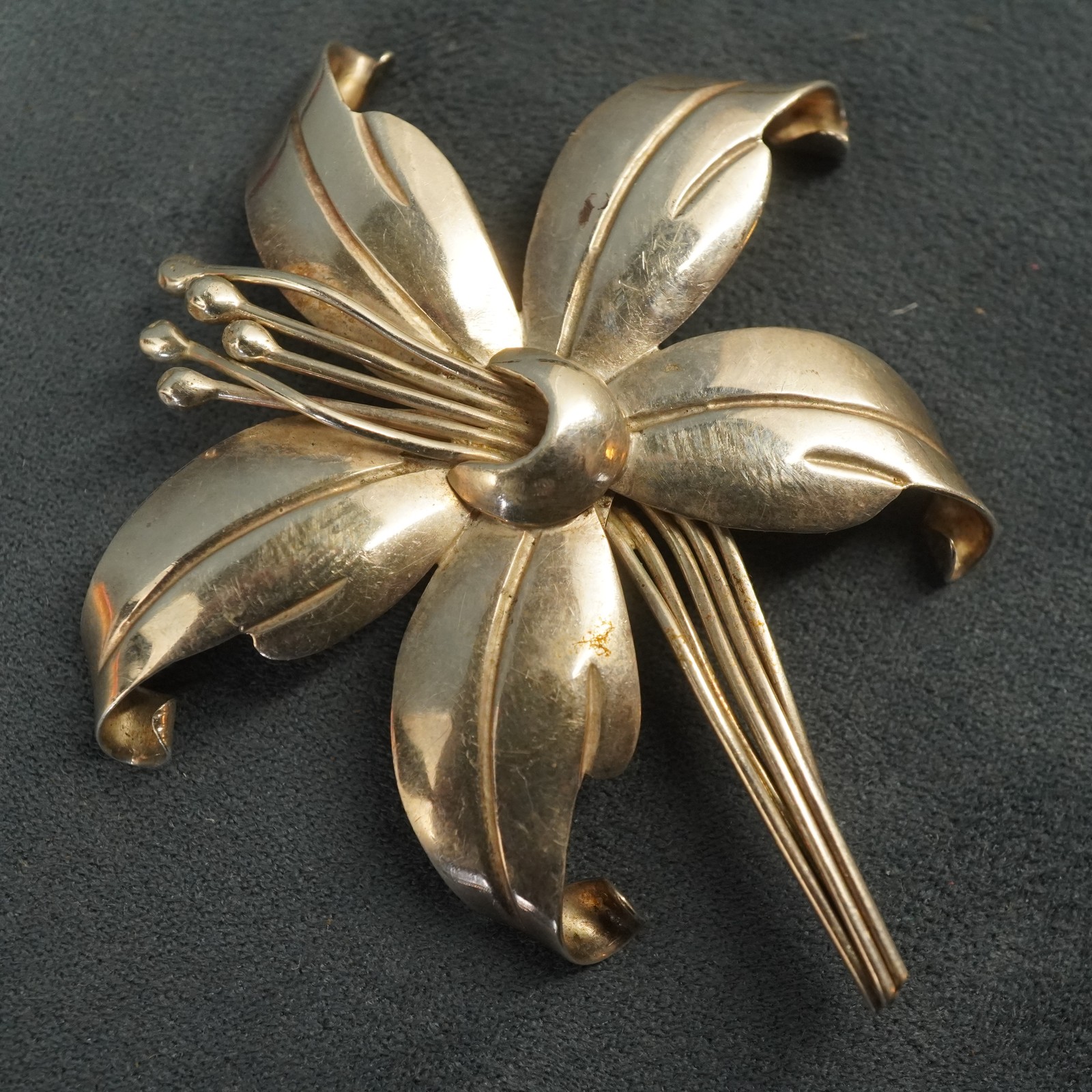 Vintage Maricela Tasco Sterling Silver Blooming Flower Brooch  -  USA