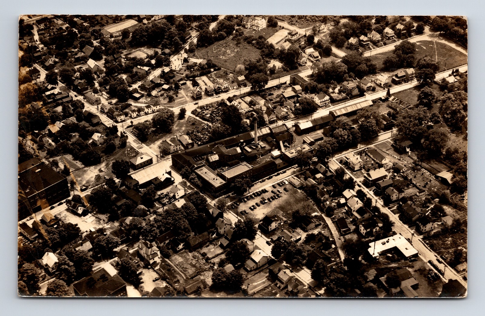 RPPC Aerial View of Unknown City Factory Real Photo Postcard