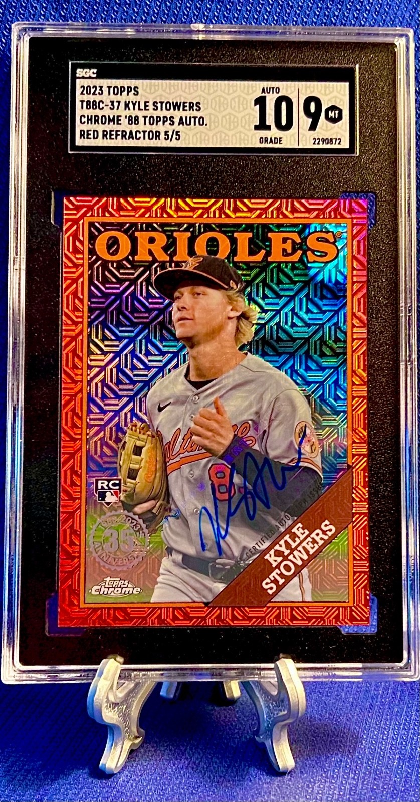 KYLE STOWERS 2023 Topps Series 1 Silver Pack Red Refractor Auto #5/5 RC MARLINS