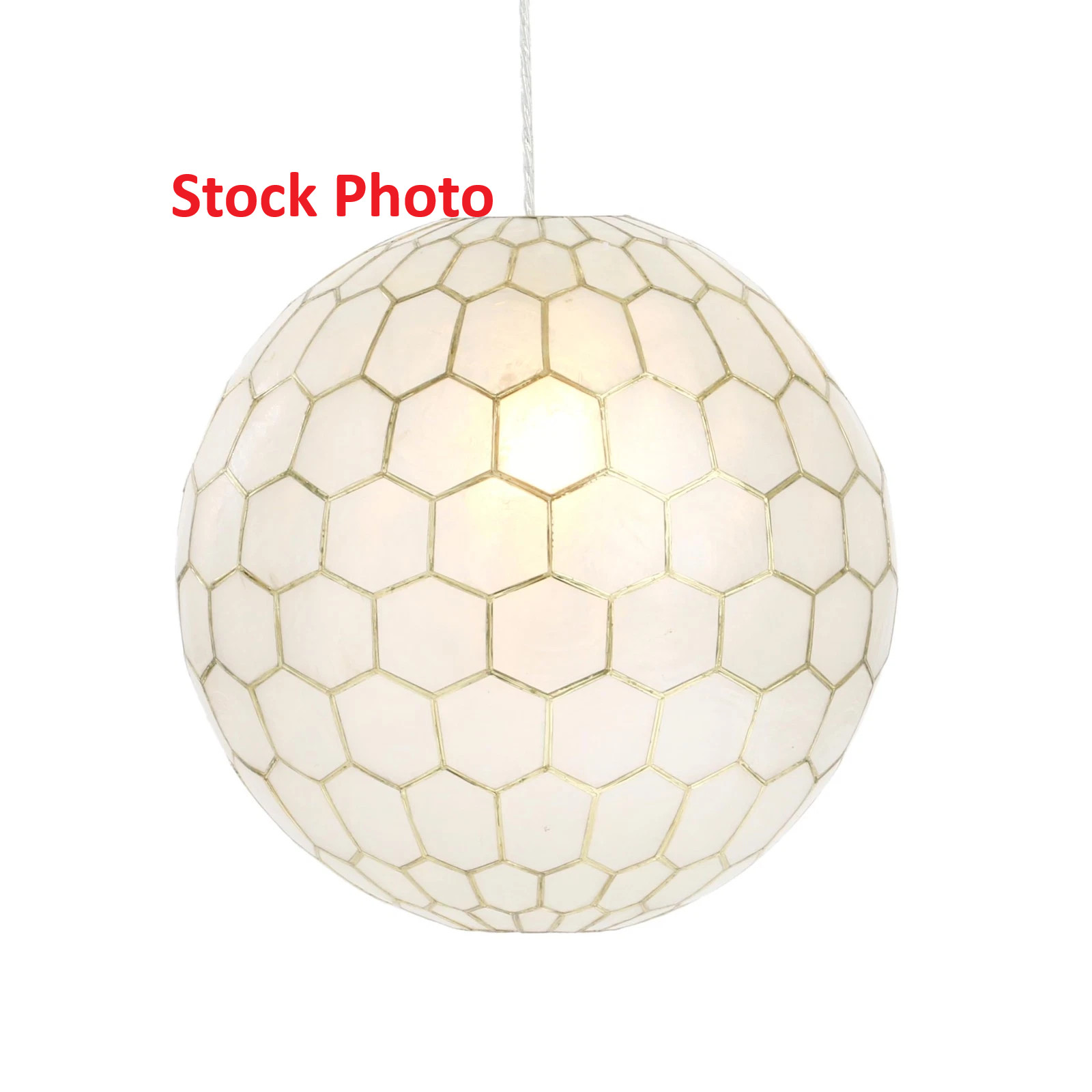 Creative Co-Op Capiz Honeycomb Globe Pendant Light Capiz White Seashells Antique