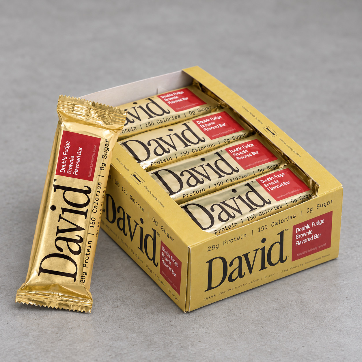 David Protein Bar Fudge Brownie 28g Protein 0g Sugar 150 Cal 12 Pack New