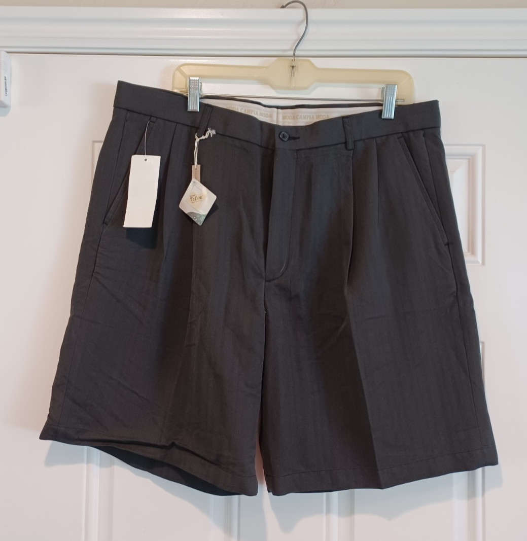 NWT Moda Campia Moda Mens Stain Resistnt Comfort Fit Black Shorts Size 38