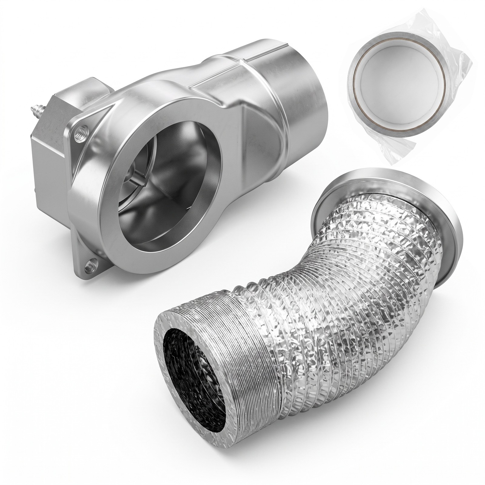 Quick-Release Magnetic Dryer Vent Connector Kit,90° Angle, Aluminum & 2.6ft Hose
