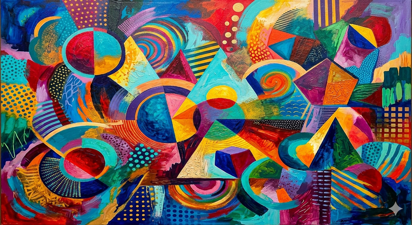 Abstract Face on Vibrant Abstract Expressionism  with Canvas Painting 14x11