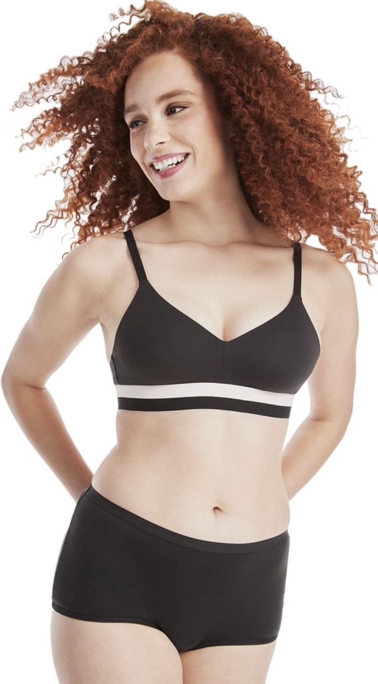 Hanes Natural Lift & Support Wirefree Smooth Band Black XL NWT #1942