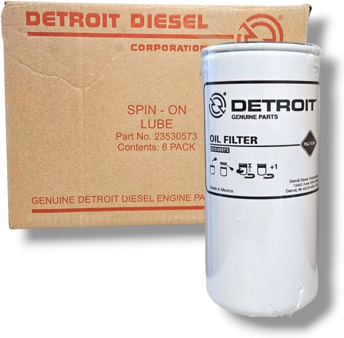 GENUINE DETROIT DIESEL OIL FILTER 23530573 (6 Pack) GENUINE DETROIT DIESEL OIL FILTER 23530573 (6 Pack)