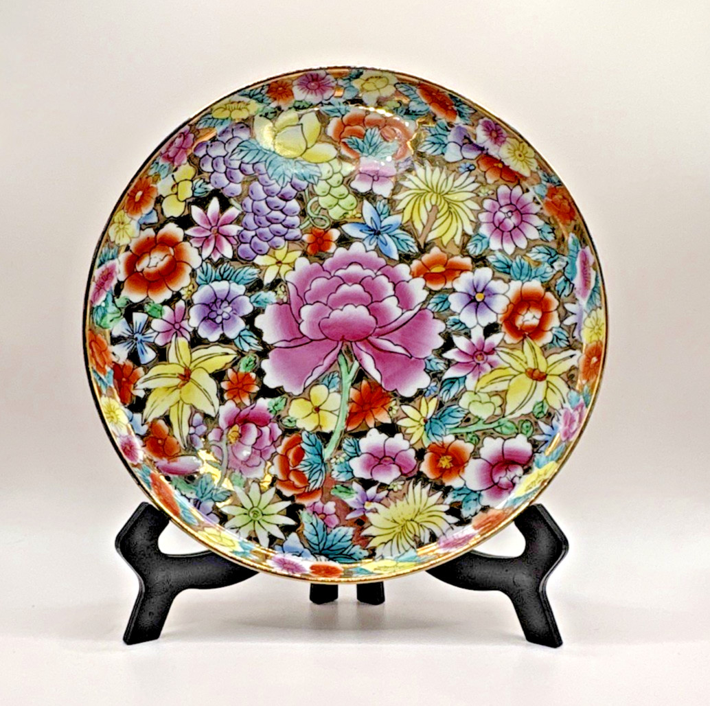 Vintage Chinese Jingdezhen Mille Fleur Plate Thousand Flowers Famille Rose 8.5 Vintage Chinese Jingdezhen Mille Fleur Plate Thousand Flowers Famille Rose 8.5