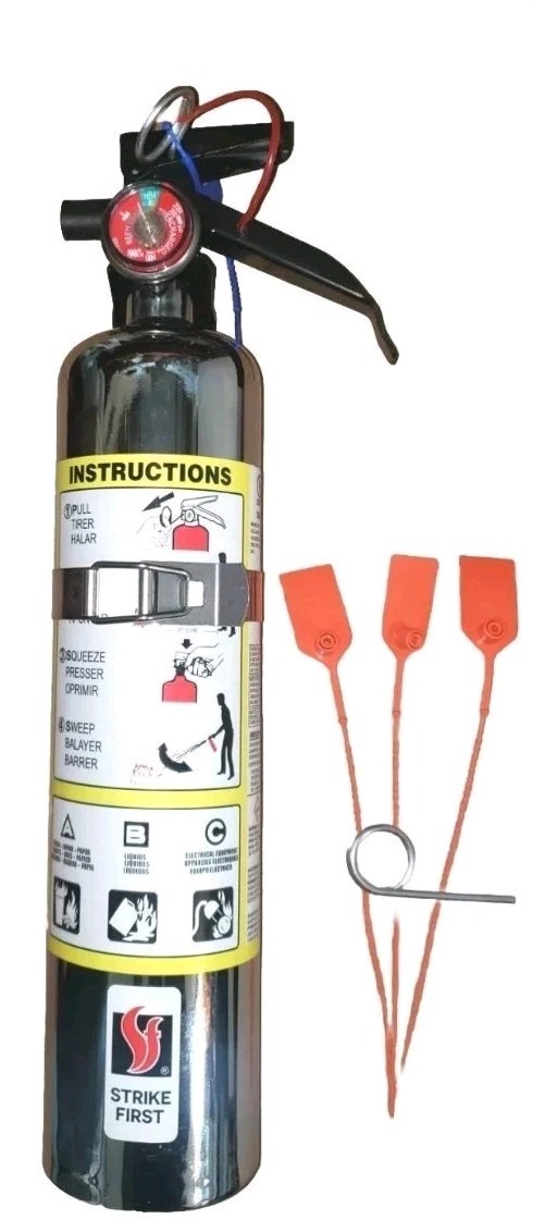 🤡🔥🧯CHROME car fire extinguisher 2.5lb w/ Vehicle Bracket  ABC🤡🔥🧯NEW 2026