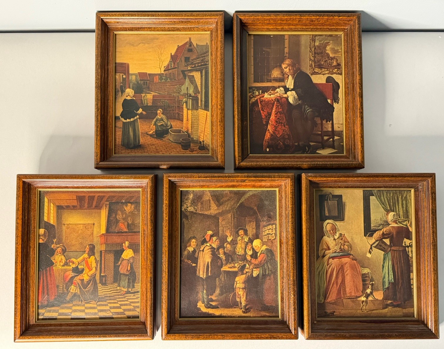 Set of 5 Vintage Framed Old Dutch Masters Prints Wood Frames MCM Retro Framed Set of 5 Vintage Framed Old Dutch Masters Prints Wood Frames MCM Retro Framed