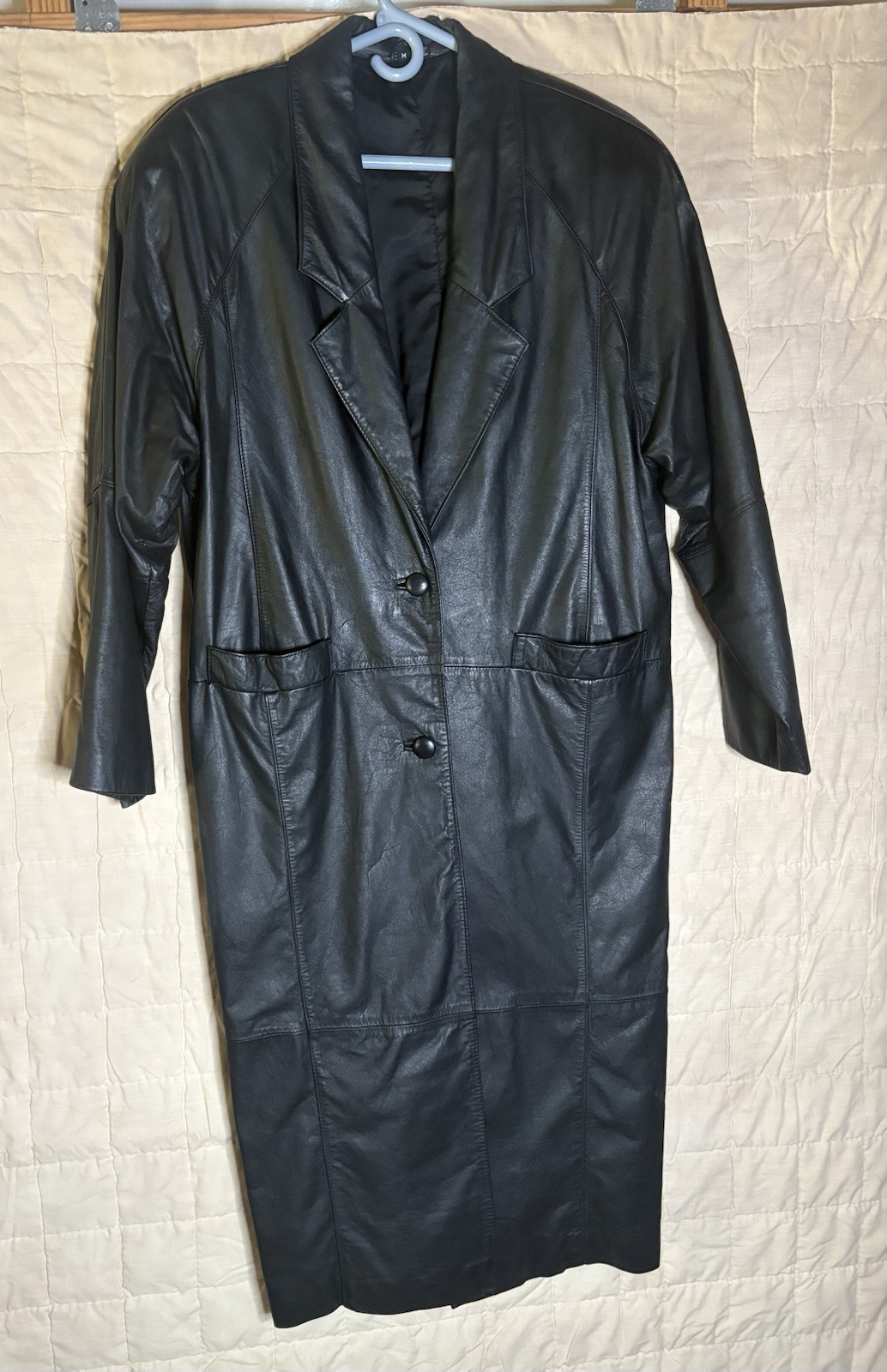 Vintage Women\'s 100% Genuine Leather Trench Coat, Size Medium