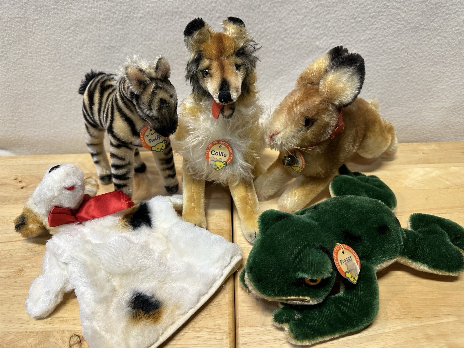 Antique vintage Steiff mohair 4 plush animal lot. Plus free character puppet. Antique vintage Steiff mohair 4 plush animal lot. Plus free character puppet.