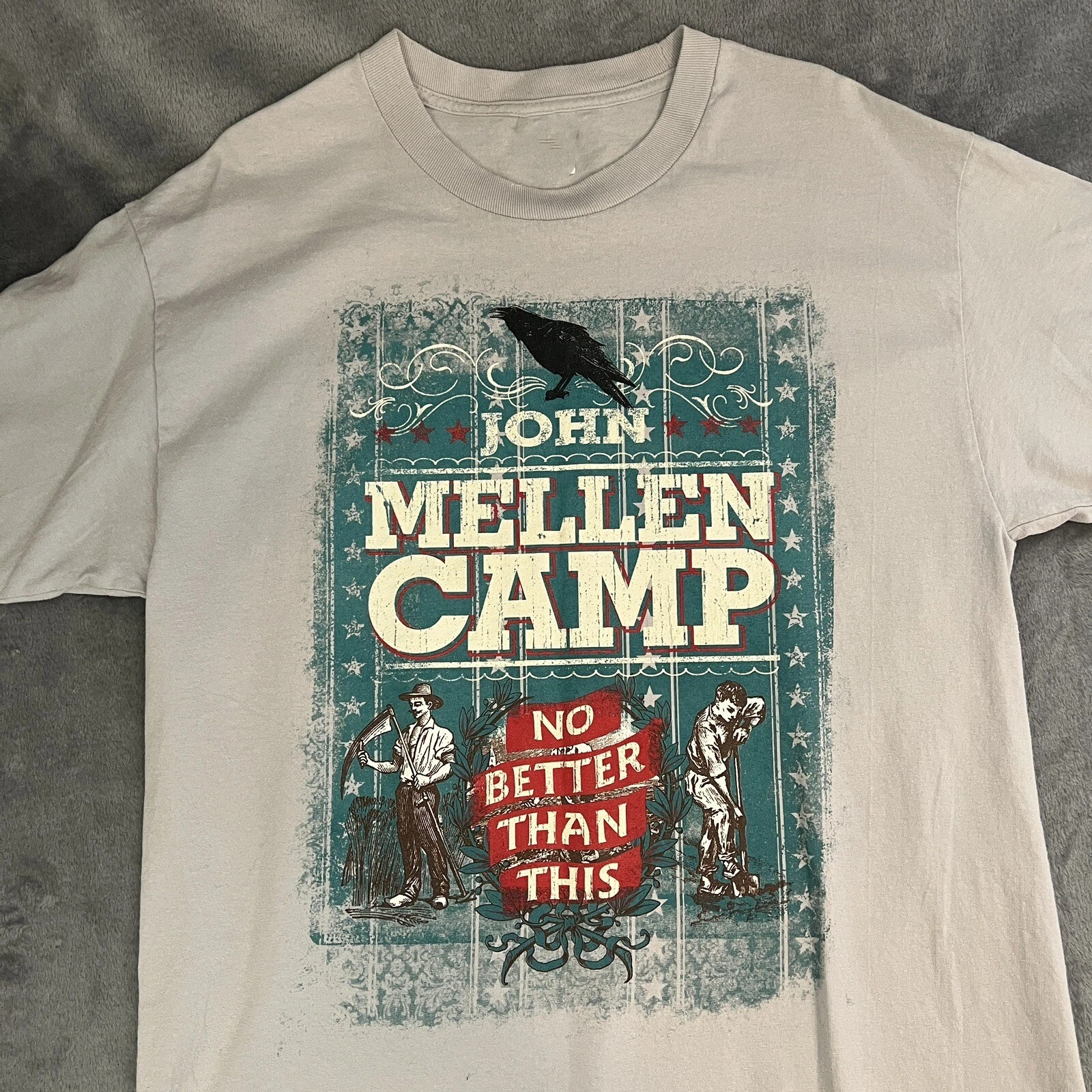 VINTAGE John Mellencamp Shirt Gray Music Concert Tour No Better Than