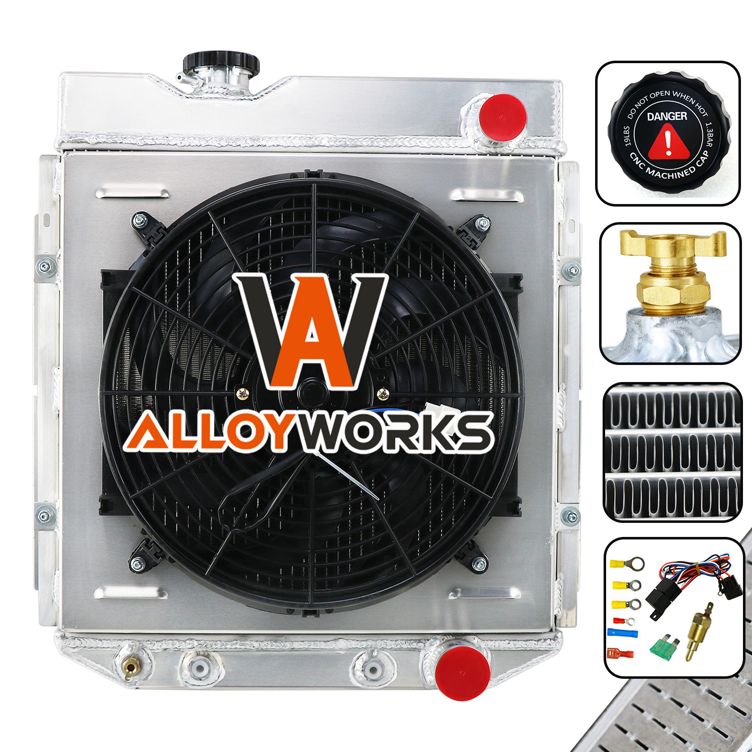 4 Row Radiator Shroud Fan For 1964-1966 Ford Mustang Falcon V8 289 302 .