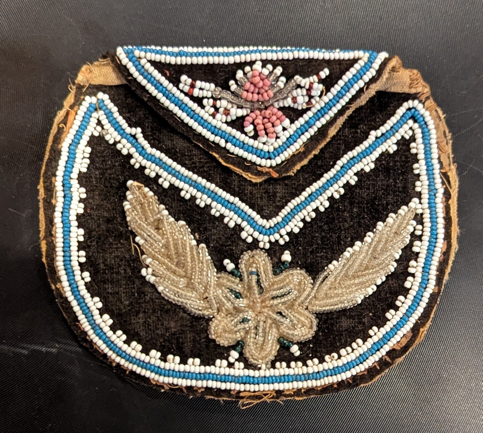 Antique Native American Beaded Pouch Late 19th C. Eastern WOODLANDS 4.5