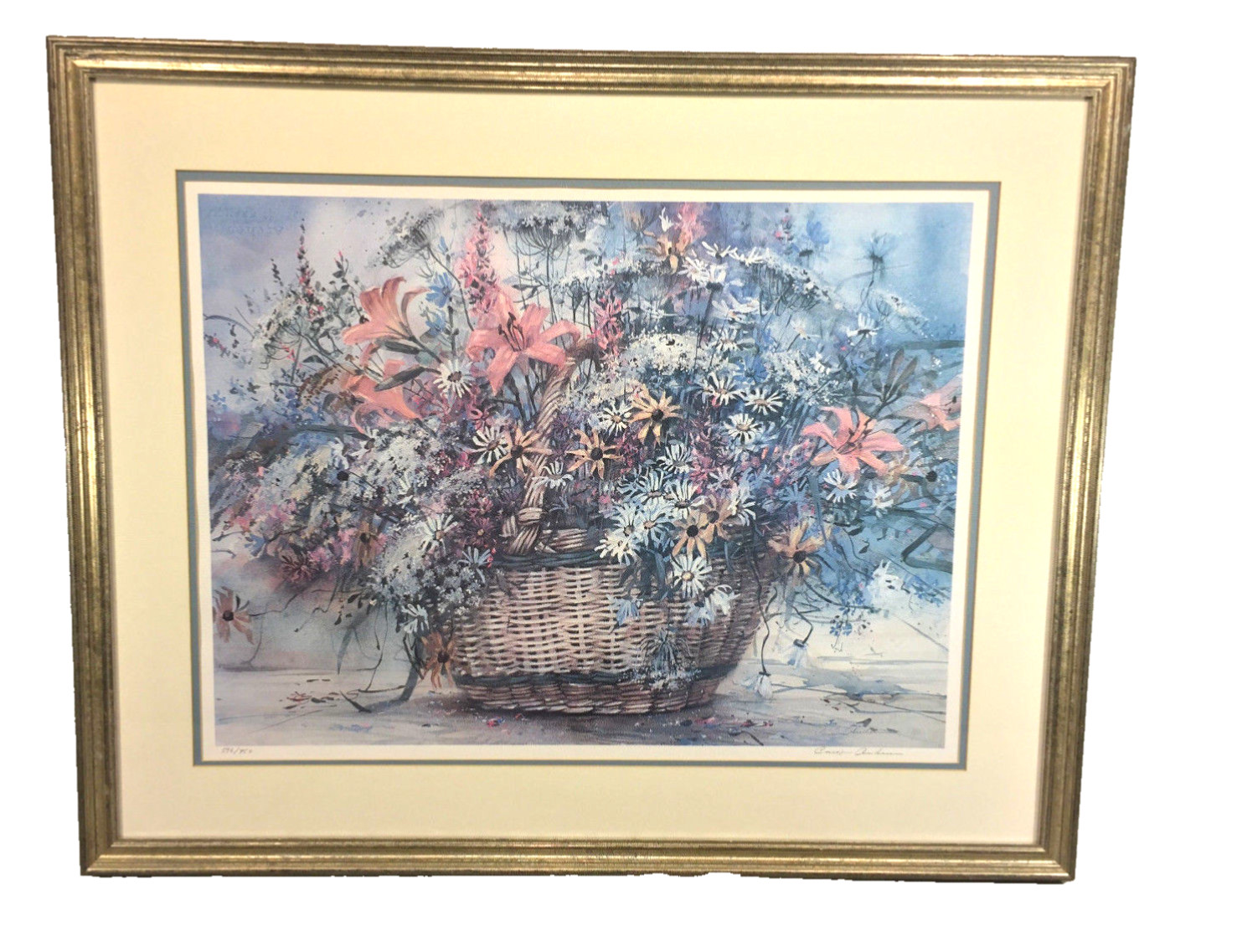 Vintage Carolyn Anderson Limited Edition Print # 596/750 Flowers in Basket