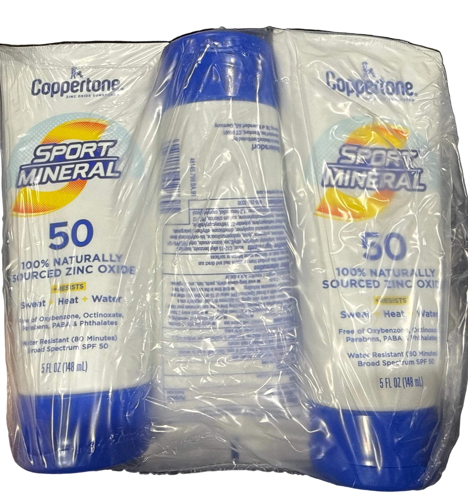 1/27 3x Coppertone Sport Mineral Sunscreen Lotion SPF 50, Water Resistant Sunscr