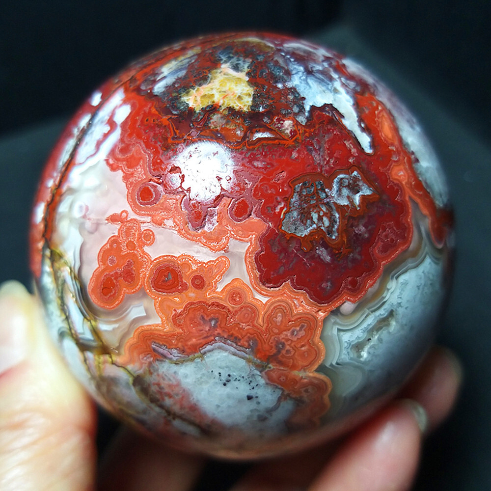 TOP 421G Natural Polished Mexico Banded Agate Stone Sphere Ball Healing  A2313