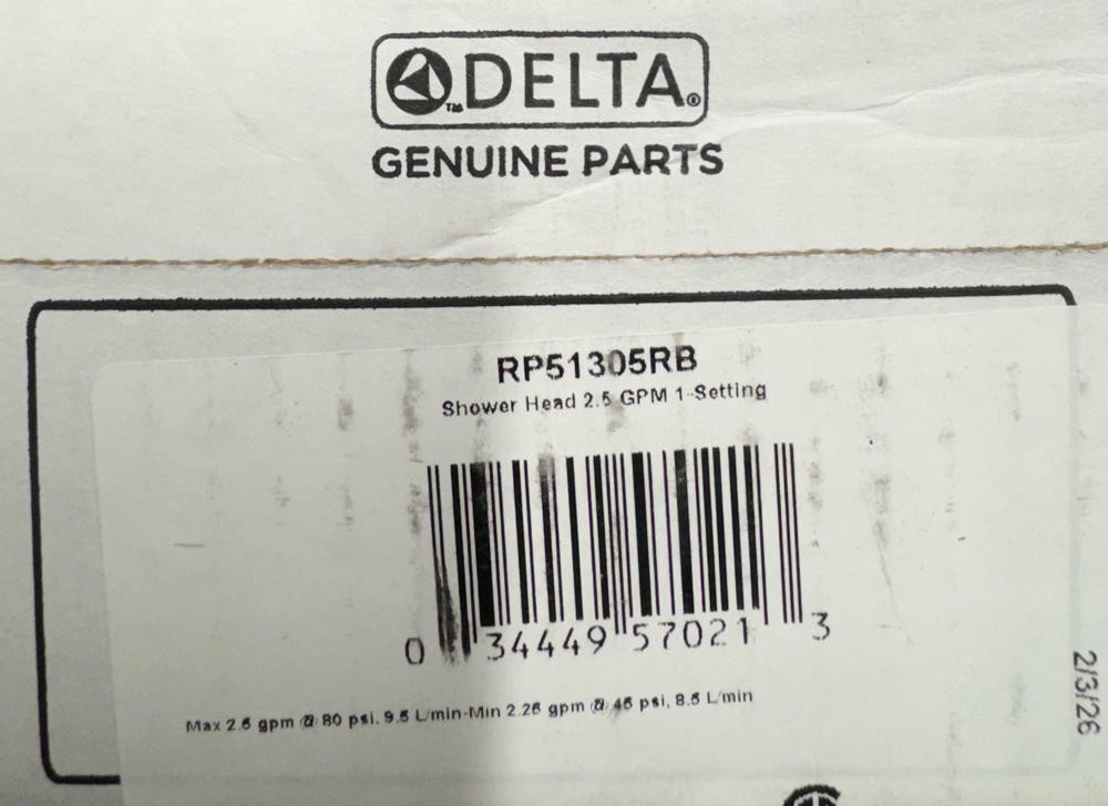 Delta RP51305RB Universal Showering Components 2.5 GPM Shower Head Delta RP51305RB Universal Showering Components 2.5 GPM Shower Head
