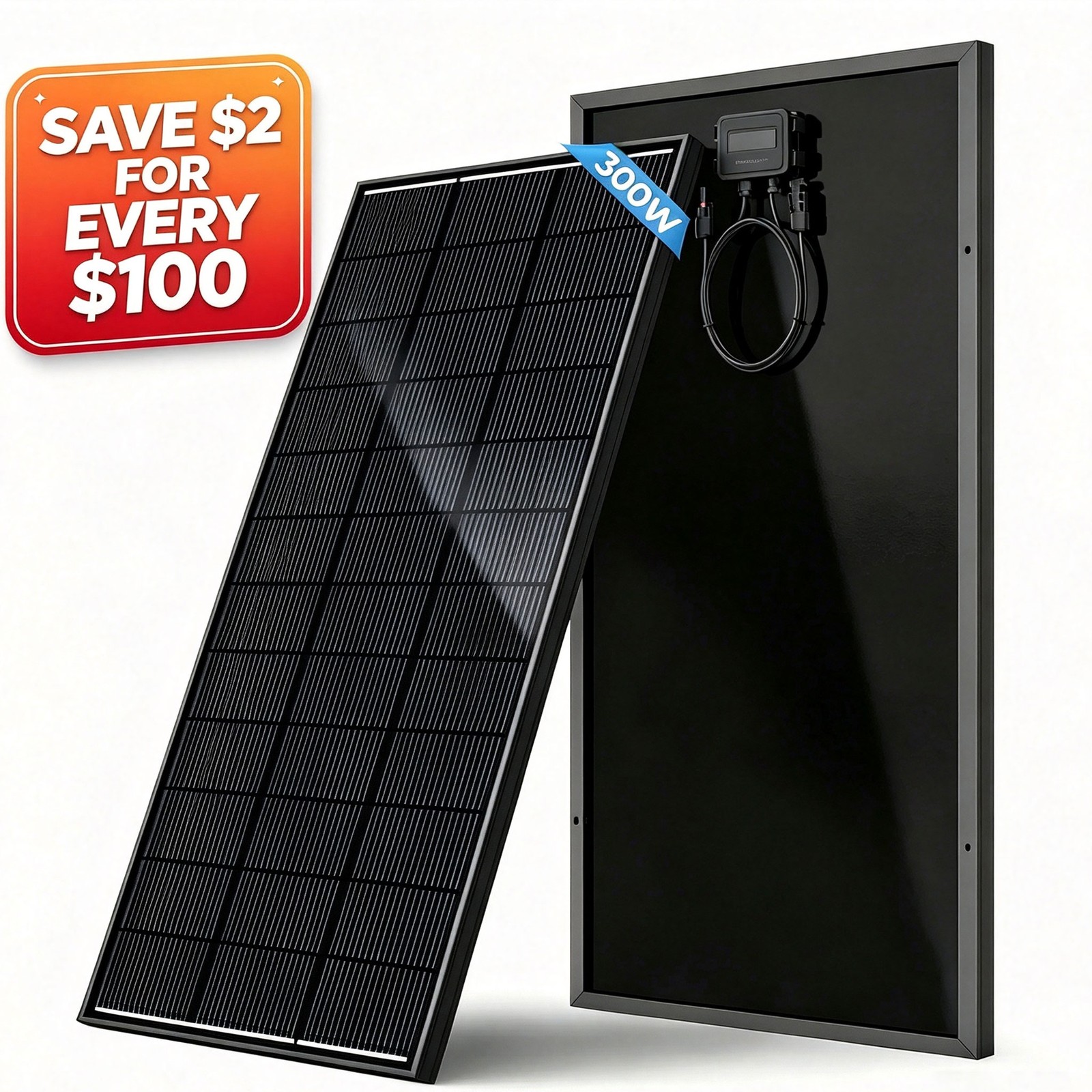 12V 300W Watt Mono Solar Panel N-Type 18BB Power RV Camping Home Boat Off Grid