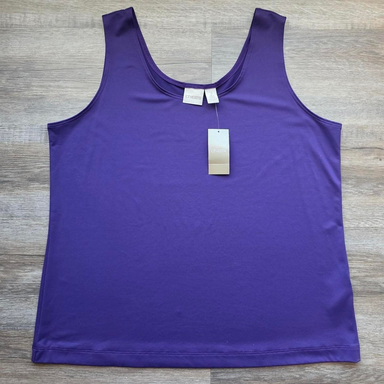 Chicos Himalayan Purple Microfiber Scoop Neck Tank Top Size 3 XL New