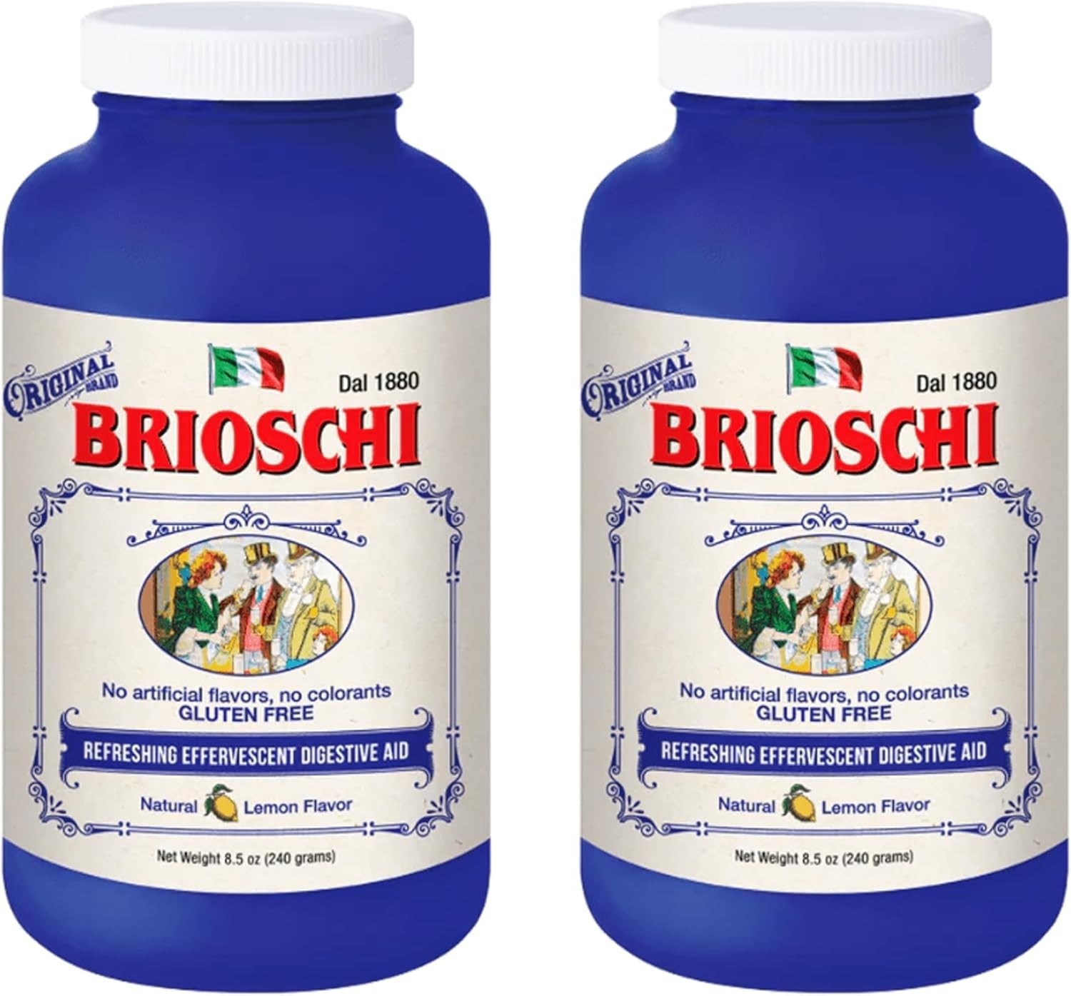 Brioschi Italian Lemon Flavored Effervescent Heartburn, 8.5 Oz(2 Pack)