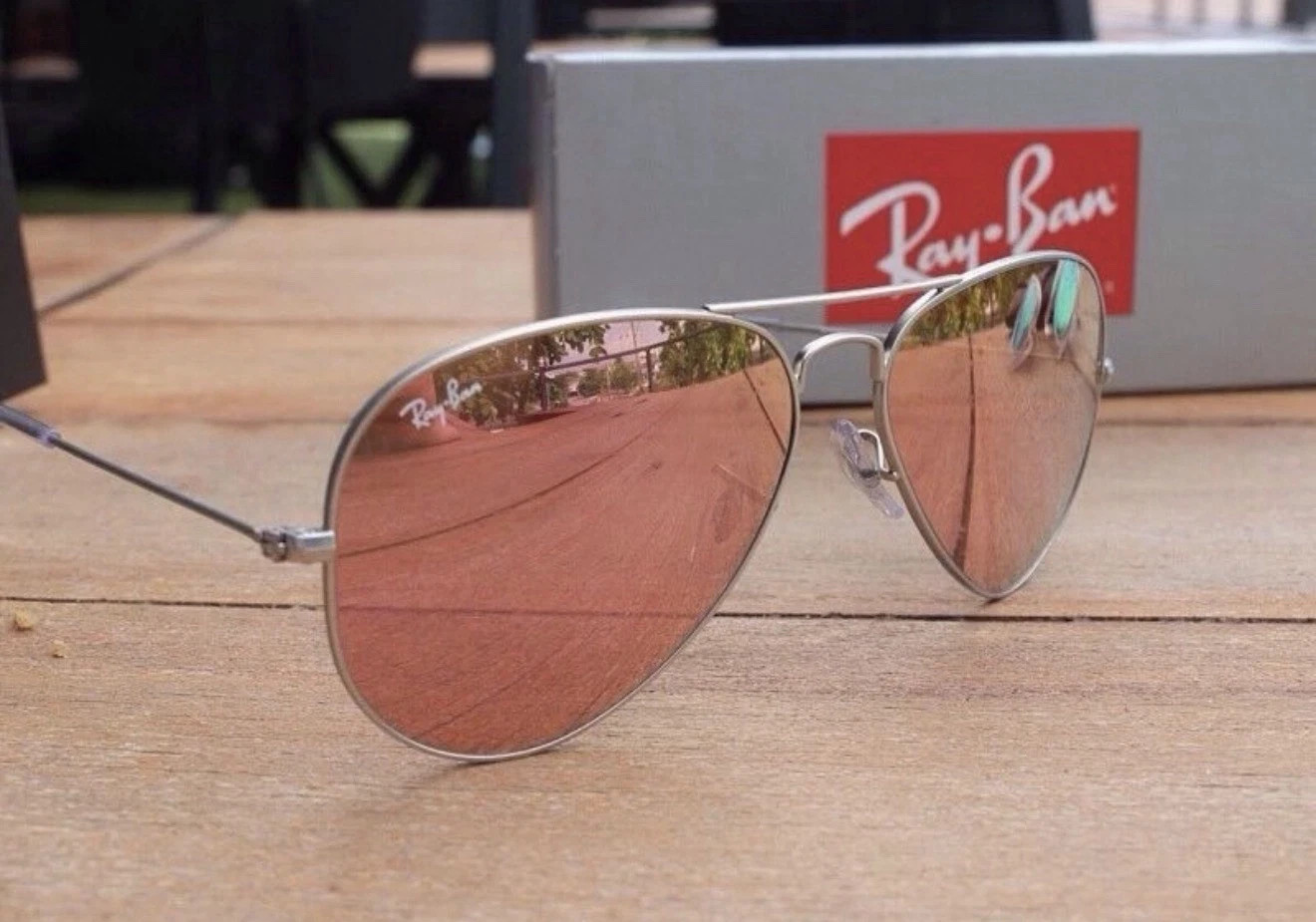 RAY-BAN RB3026 Aviator Sunglasses 62MM Pink Lens/Silver Frame