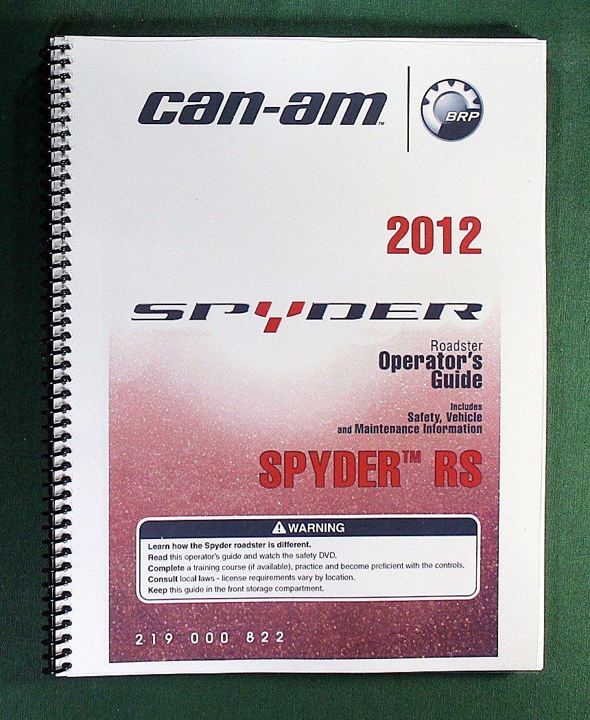 2012 Can-Am Spyder RS Operator\'s Manual With Protective Covers