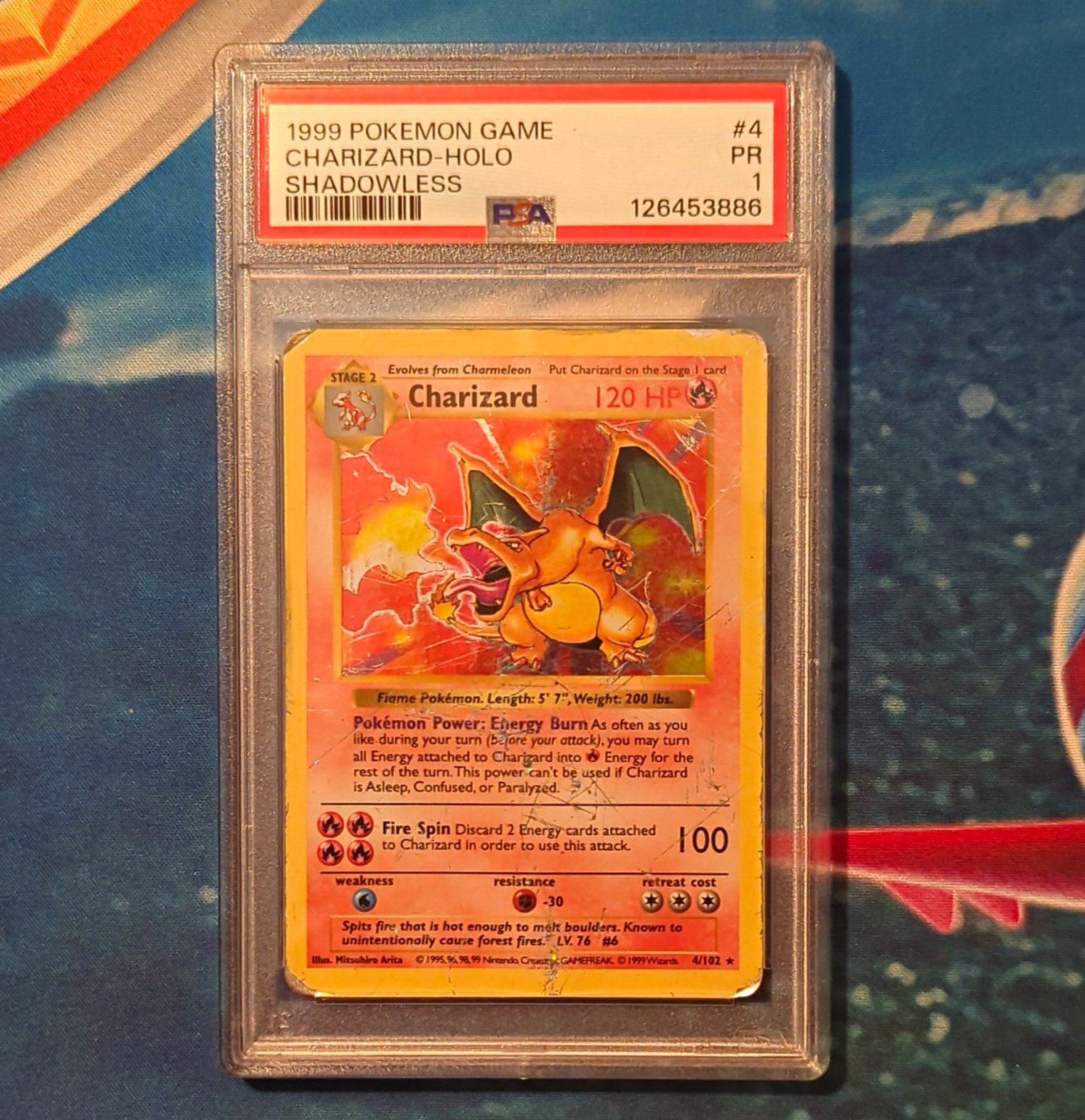 1999 Pokemon TCG Base Set Shadowless Charizard 4/102 Holo PSA 1