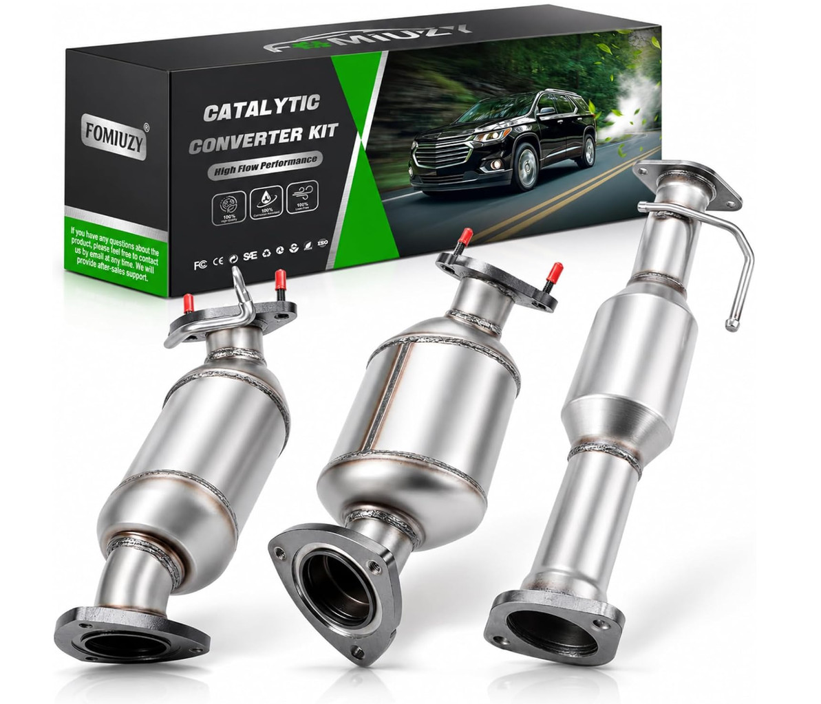 High Flow Front Catalytic Converter Kit Direct-Fit 2009- 17 Chevy Traverse 3.6L