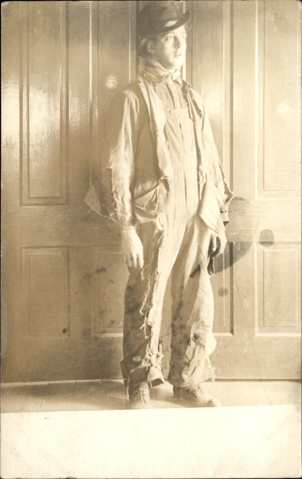 Klemme IA Man in Ragged Clothes c1910s Real Photo Vintage Postcard bhn