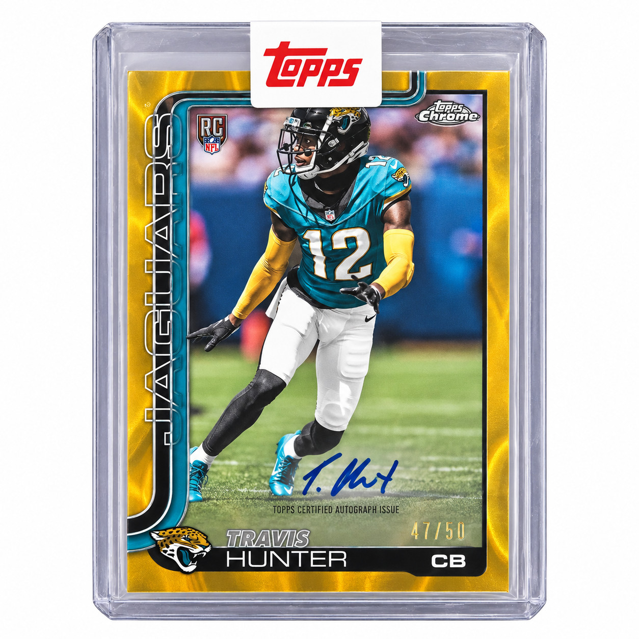 2025 Topps Chrome - Rookie Travis Hunter Gold Lava Auto /50 Topps Sealed 2025 Topps Chrome - Rookie Travis Hunter Gold Lava Auto /50 Topps Sealed