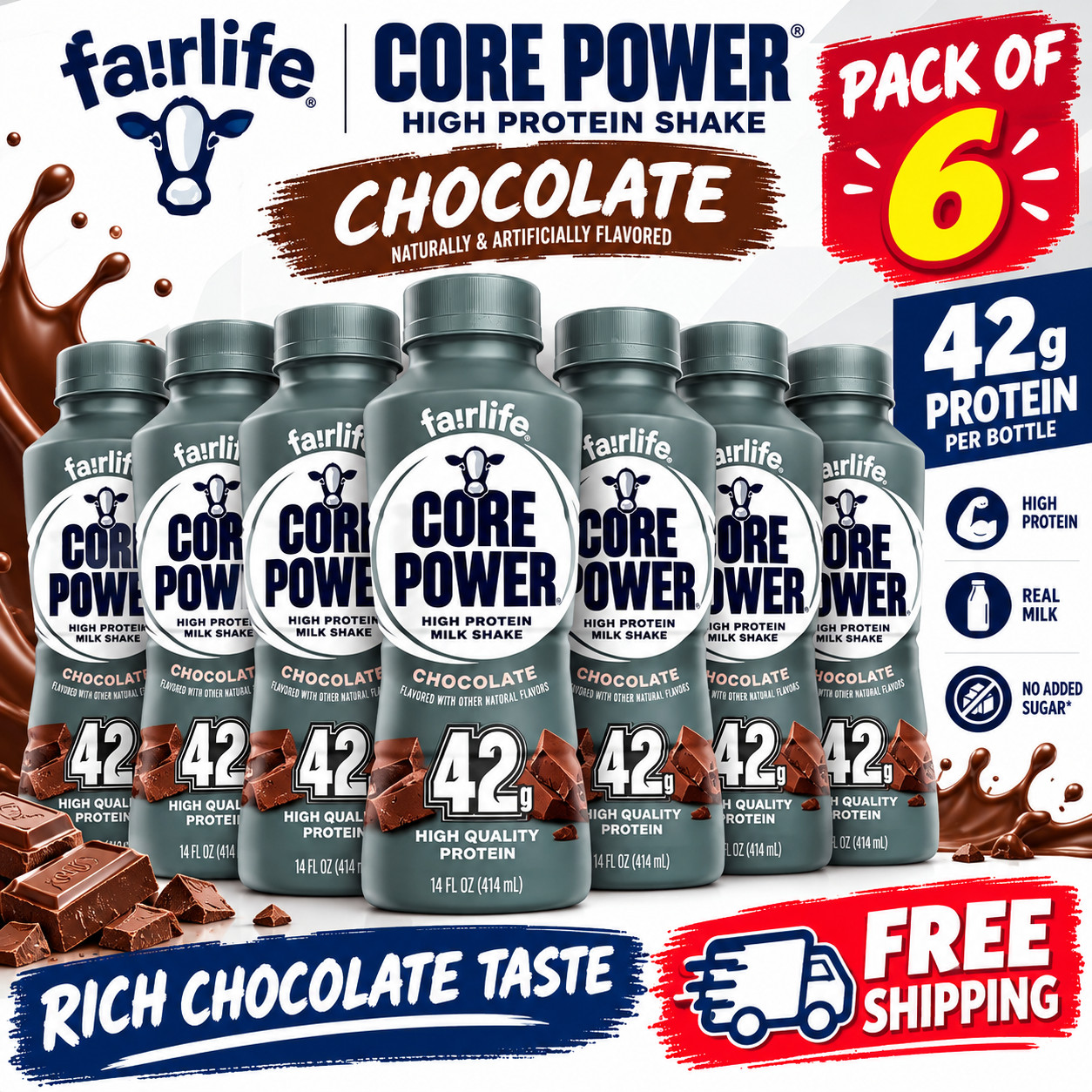 Core Power Elite Failrlife High Protein Shakes Chocolate (42g) 14 Oz 6 Bottles Core Power Elite Failrlife High Protein Shakes Chocolate (42g) 14 Oz 6 Bottles