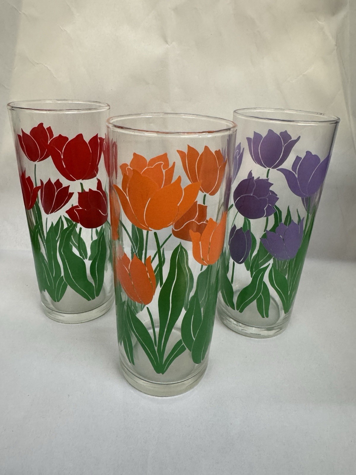 Vintage MCM Tulip Drinking Glasses Tumblers 6” Set Of 3 Libbey