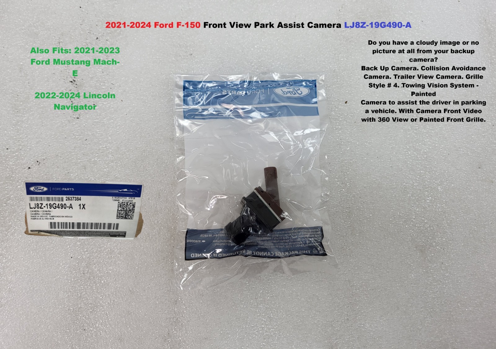2021-2024 Ford F-150 Front View Park Assist Camera LJ8Z-19G490-A