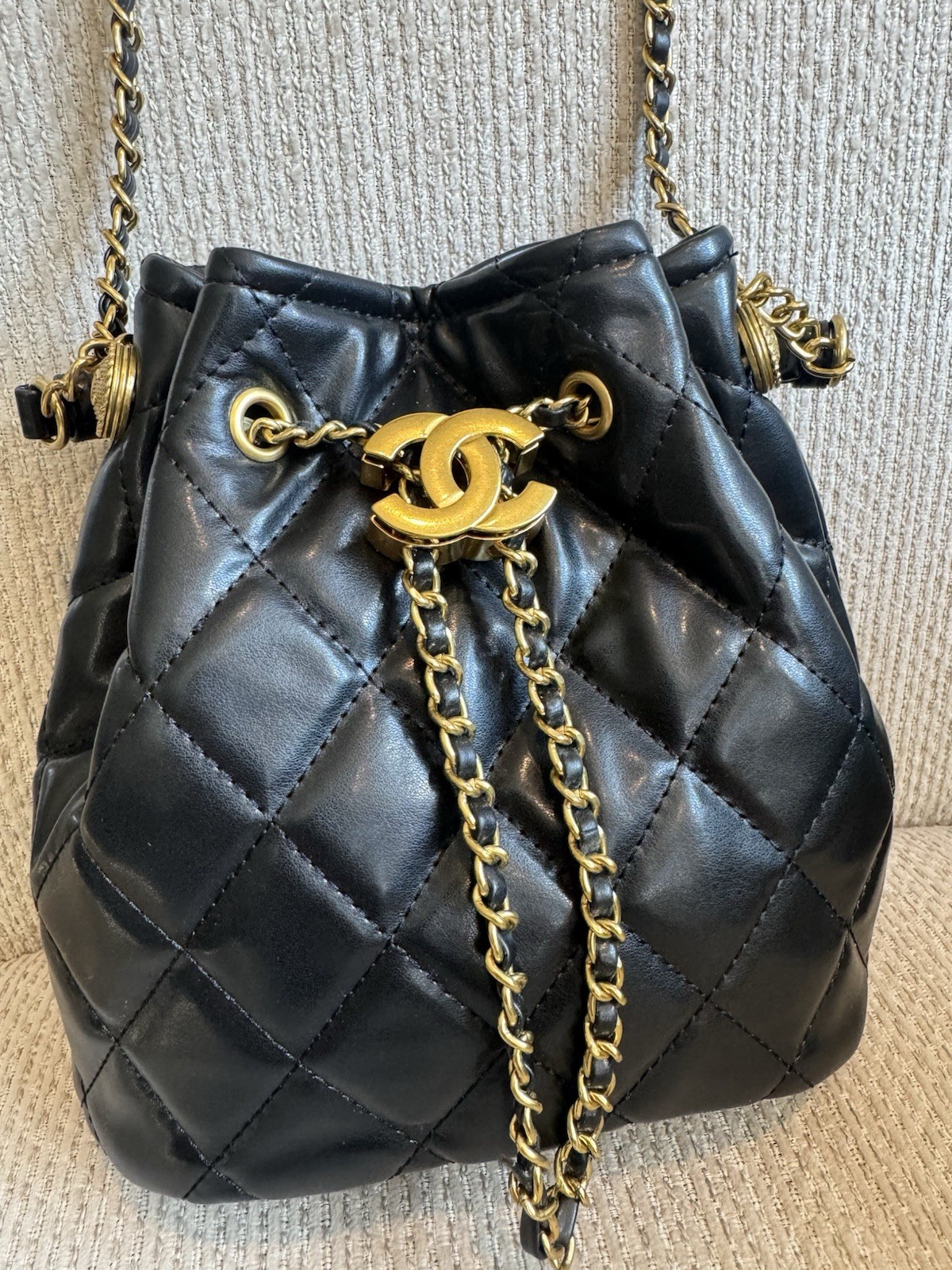 Chanel Makeup Black Quilted Shoulder Strap Bag Crossbody Bucket- VIP Gift w box