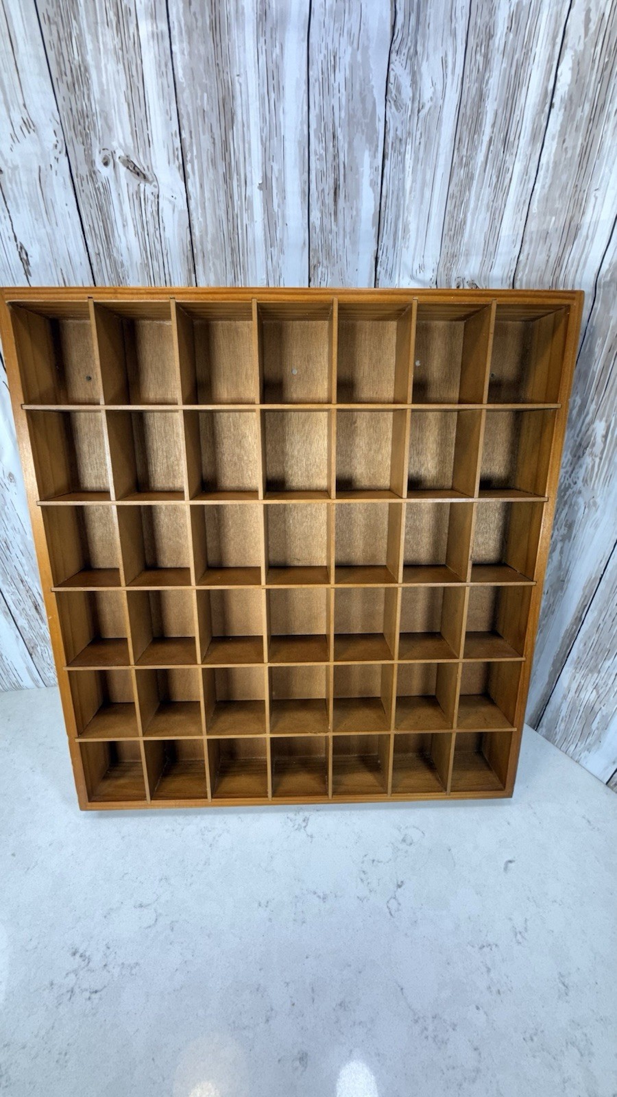 Vintage MSR Imports 42-Compartment Wooden Trinket Shadowbox Shelf