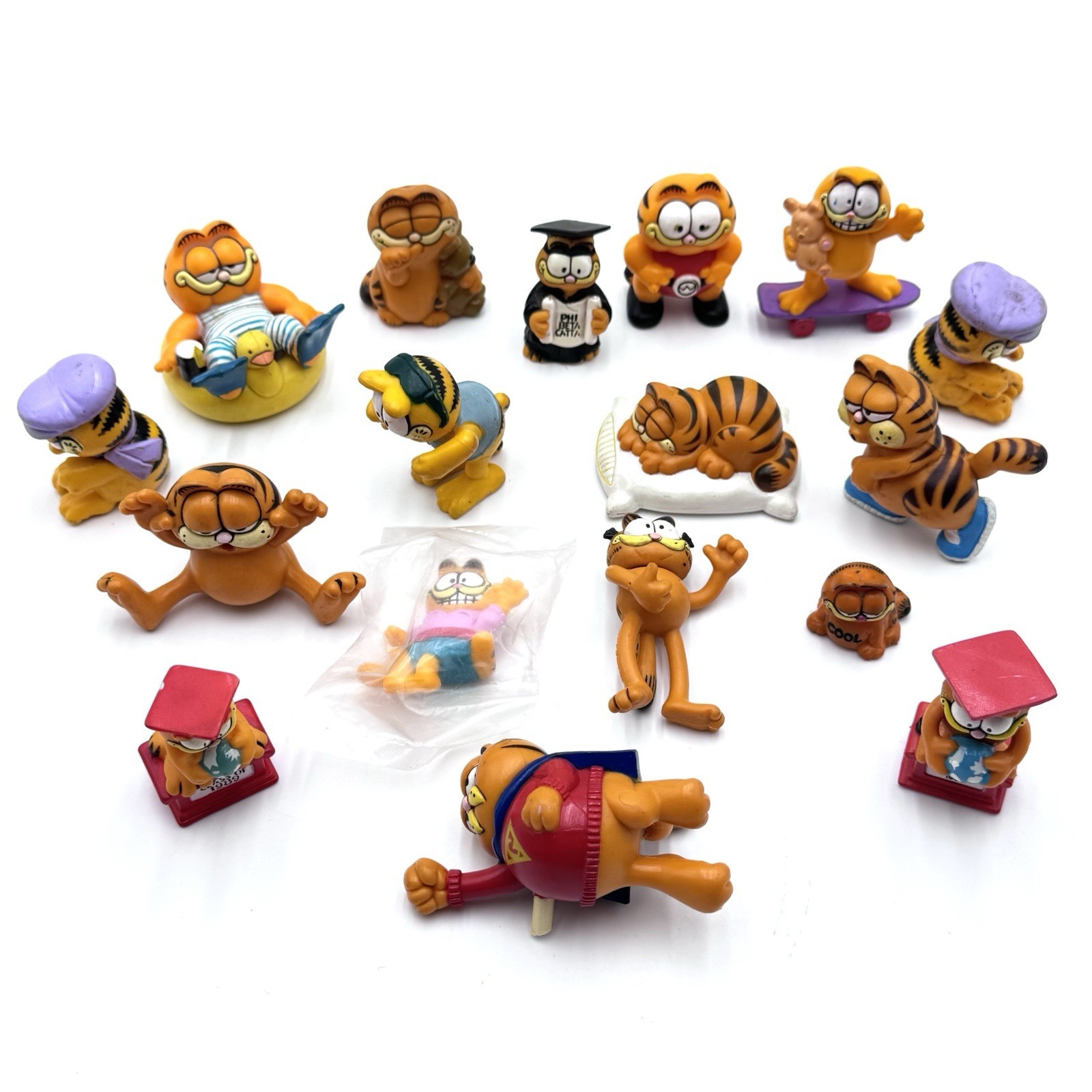 VTG  1978-81 Garfield Figures 1” To 2.5” Lot Of 17 United Feature Syndicated EUC