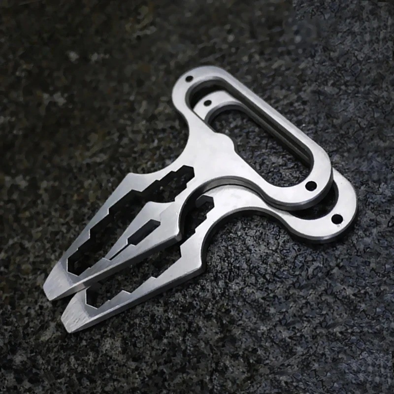 Stainless steel EDC tool keychain bottle opener camping self-defense spike