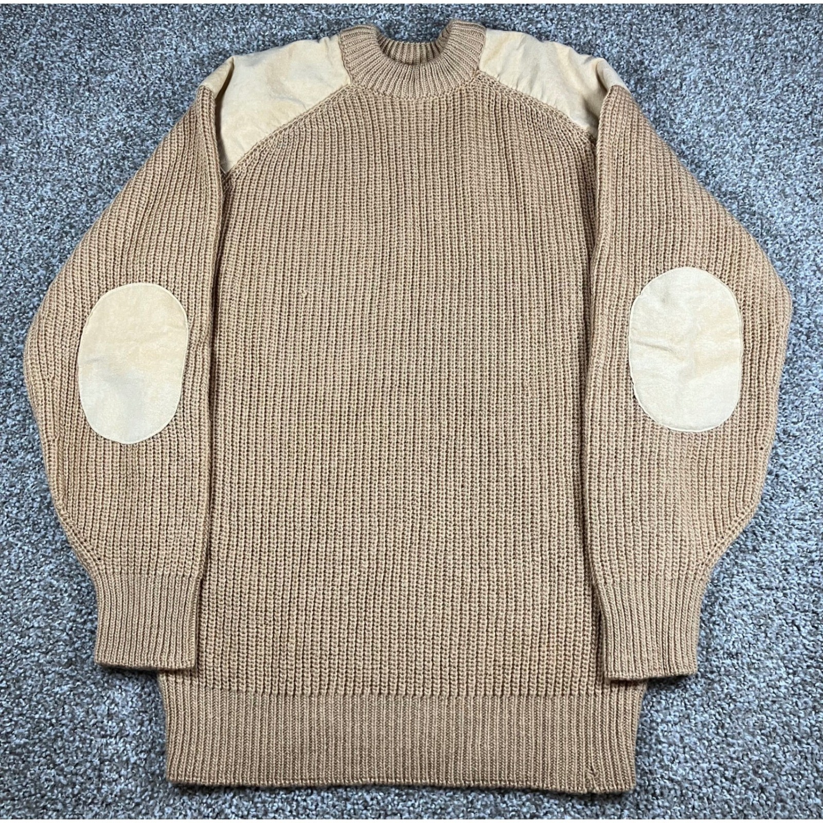 Orvis Bucks County Jacques De Loux Mens Virgin Wool Knit Sweater Tan Size Large
