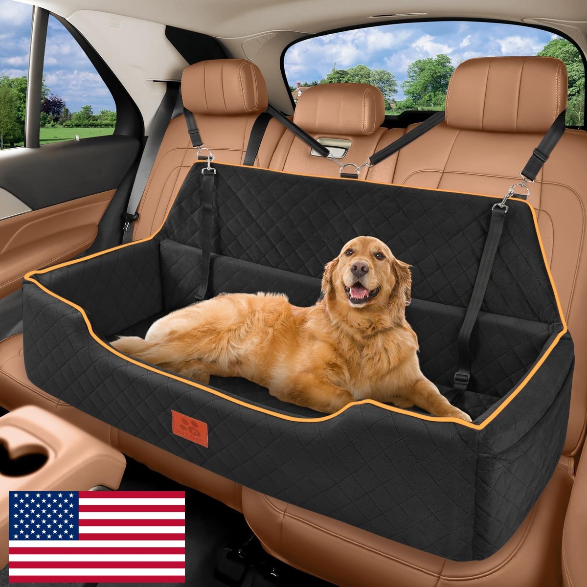 XIEEAOZEE XL Dog Car Seat for Dogs Under 100 lbs, Memory Foam